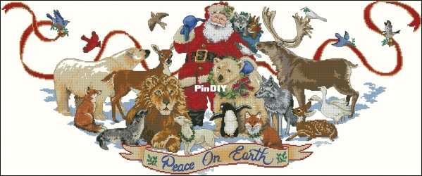 Dimensions 8565 Santa&#039;s Wildlife Tree Skirt-DMC.jpg