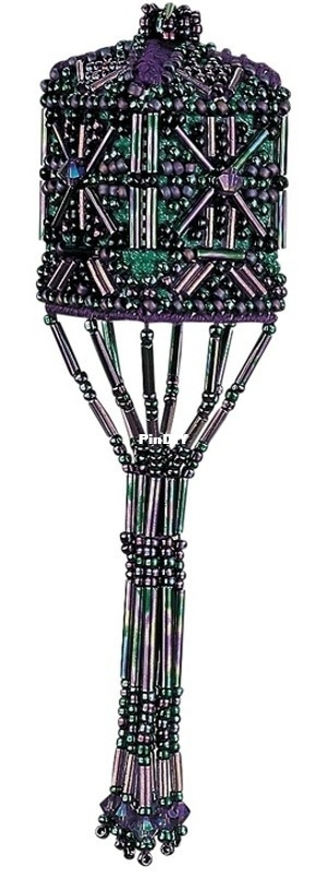 Stitched &amp; Beaded Tassel  MHBT4 - Rainbow Teal Tassel.jpg