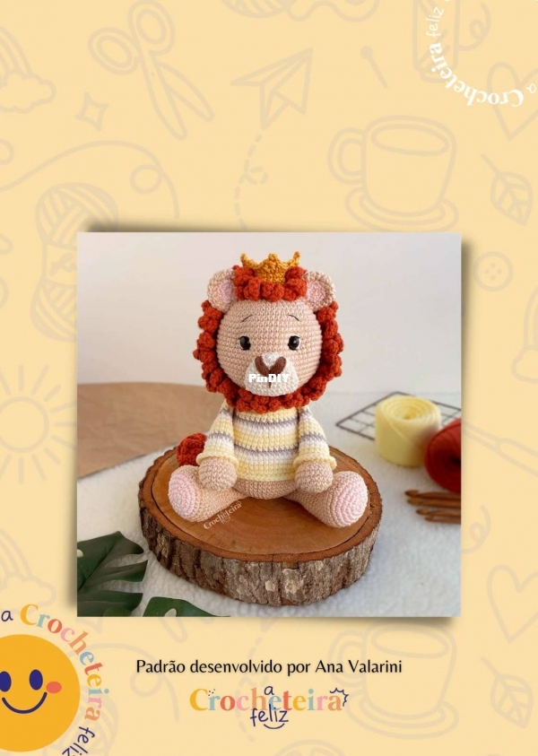 Crocheteira Feliz - Ana Claudia Dognini Valarini - Leôncio o leão rei - Portuguese
