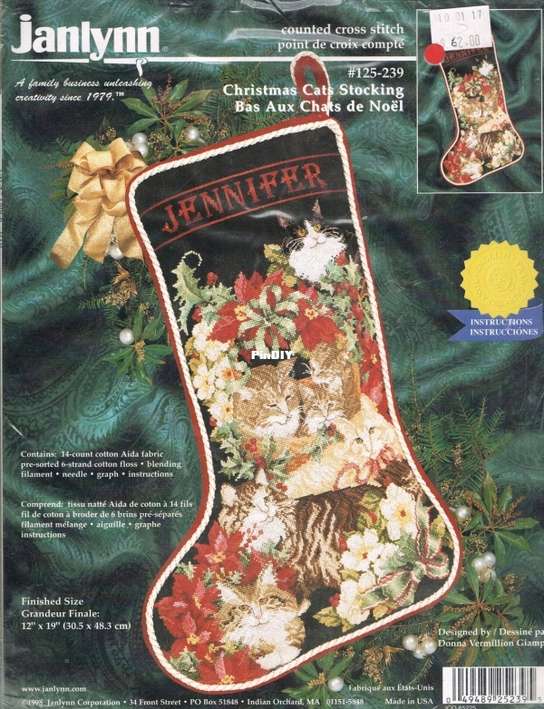 Janlynn 125-239 Christmas Cats Stocking_1.jpg