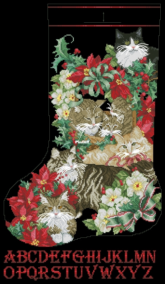 Janlynn 125-239 Christmas Cats Stocking.jpg
