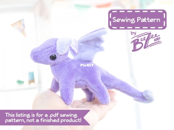 Tiny Dragon Stuffed Animal Sewing Pattern by BeeZeeArt