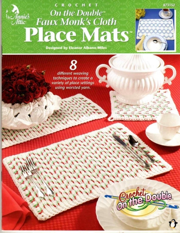 Annie&#039;s Attic - 873152 - On the Double Faux Monk&#039;s Cloth Placemats0001.jpg