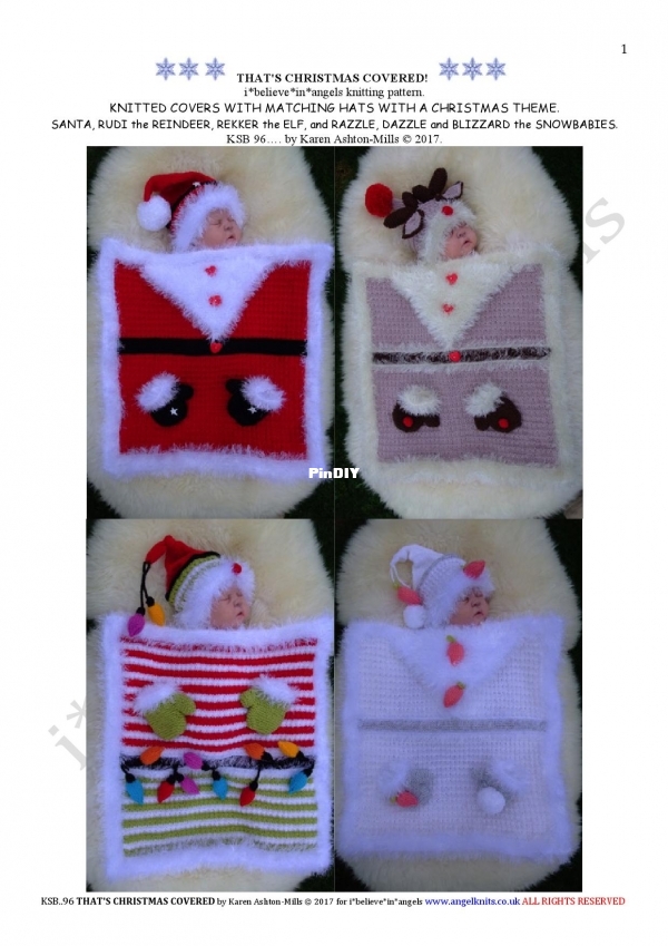 I Believe in Angels #KSB96 Knitted Christmas Covers (Reindeer, Santa, Elf &amp; Snow.jpg