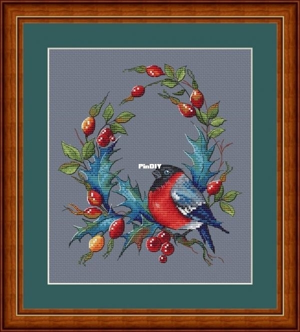 Bullfinch and holly by Olga Knyazeva orig.jpg