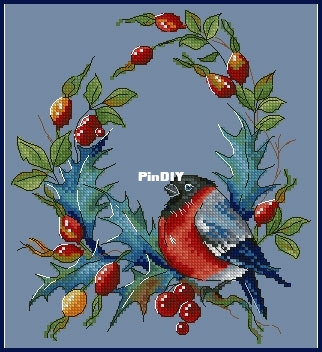 Bullfinch and holly by Olga Knyazeva.jpg