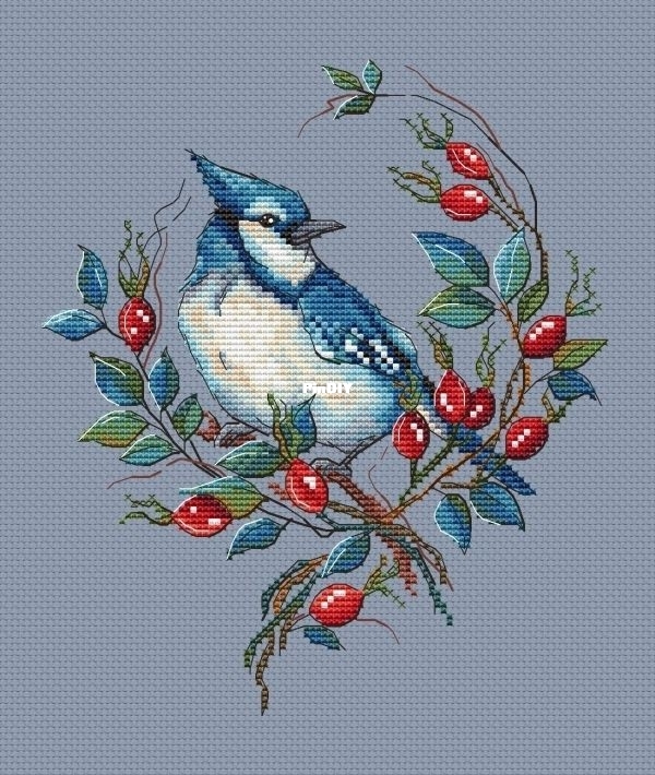 Jay and wild rose by Olga Knyazeva virt.jpg