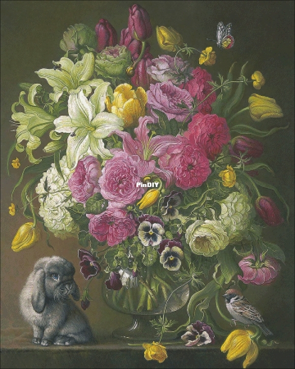 082 Bouquet with Garden Roses and Pansies.jpg