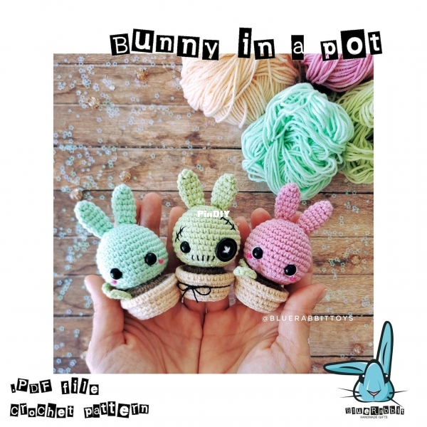 BlueRabbitToys - Bunny in a flower pot, Zombie rabbit.jpg