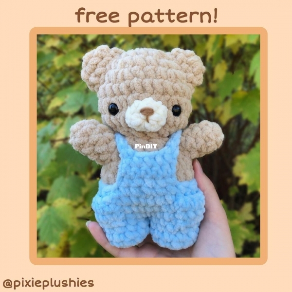 Pixie Plushies Lorettas Loops Bear in Overalls 1.jpg