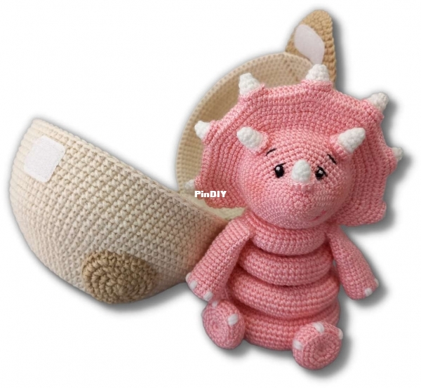 Ludasamigurumi - Ljuda Luda Lisnizkaja - Baby Dino stacking toy Red - English