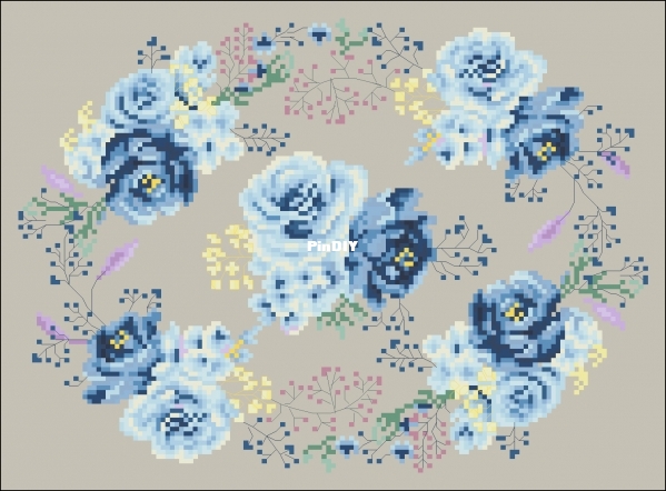 Luca-S BAG022 Handbag Blue Roses.jpg