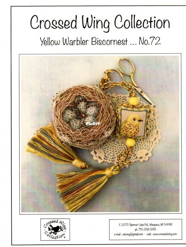 Crossed Wing Collection n. 72-Yellow  Warbler Biscornest.jpg