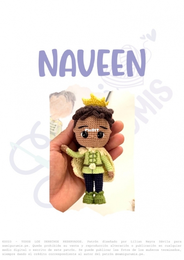 Samigurumis - Lilian Neyra Dávila - Principe Naveen 12cm - Spanish