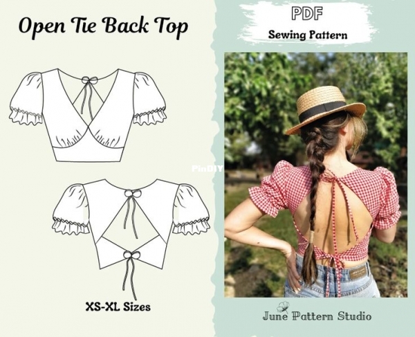 Open Tie back top pattern June Pattern Studio