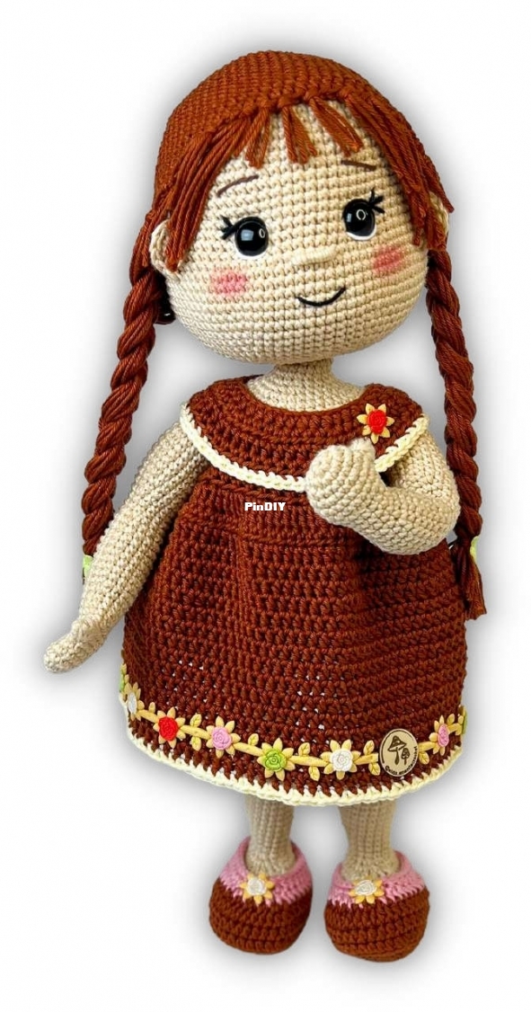 Amanita Crochet - Elida Cunha -  Boneca Ana Maria Lucia 40cm - Português
