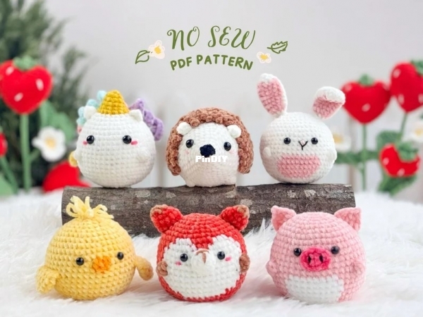 No Sew Crochet  Fox Pattern, Hedgehog Pattern, Unicorn Pattern, Chick Pattern, B.jpg