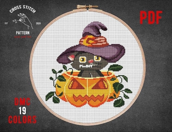 Cross Stitch Pattern - Halloween Cat.jpg