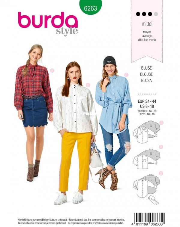 Burda 6263 dress shirt envelope front