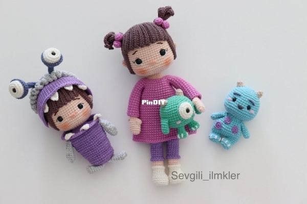 Sevgili İlmekler - Sevgi Akı - Monster AG - doll Boo,Monster Mike and Sullivan.jpg