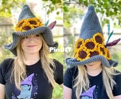 Crafty Kitty - Sunflower Witch Hat 