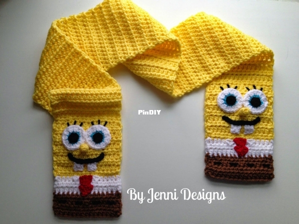 Jenni Designs - SpongeBob squarepants inspired scarf -free