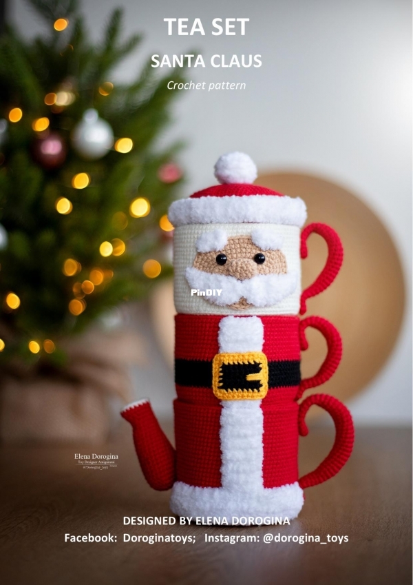 Dorogina Toys - Knitted World by Elena - Elena Dorogina - Tea set Santa Claus - English