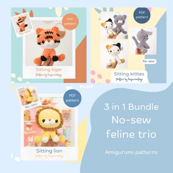 No-sew feline trio - Lion + Tiger + Cats.jpeg