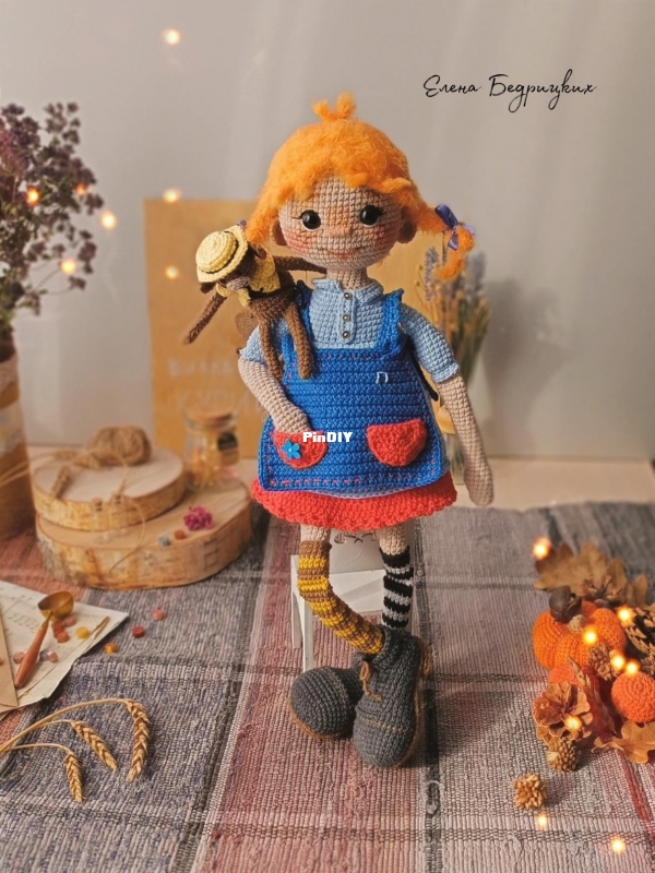 Lenabusinka - Elena Bedritskikh - Елена Бедрицких - Кукла Пеппи 42см - Doll Pippi - Russian