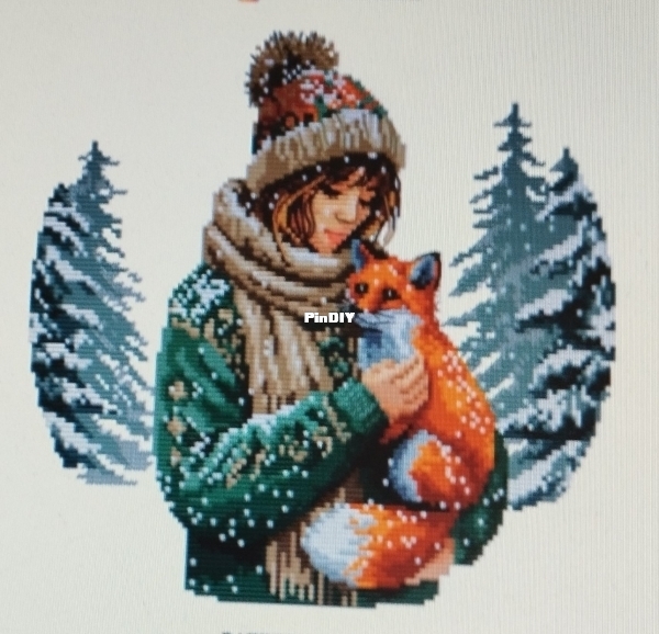 My Brave Stitch - Winter Girl With Fox by Hanna Levchuk orig.jpg