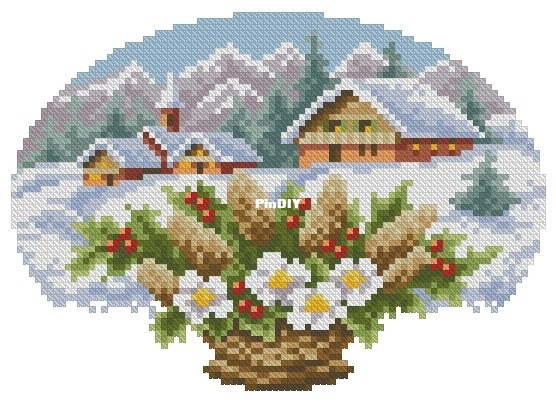 Kreuzstich Motive 30 - Vervaco - Winter basket_scrn.jpg