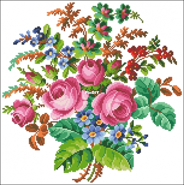 Heinrich Kuehn - 757 Roses and Miosotis Bouquet.jpg