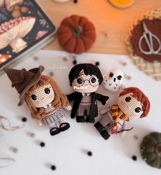 Enlinhar - Sarah Brito - Fanart Hogwarts - Harry Potter - Rony Weasley - Hermione Granger - Edwiges, ...