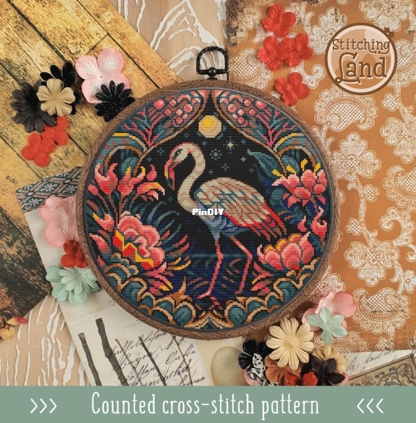 Stitching Land - Art Nouveau Flamingo.jpg
