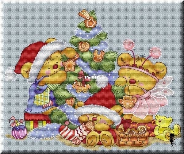 Bears decorating the Christmas tree by Tamriko Lamaridze orig.jpg