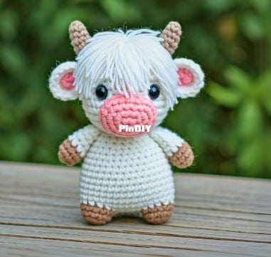 FuzzifyPatterns-Frances- White Highland Cow Crochet Pattern