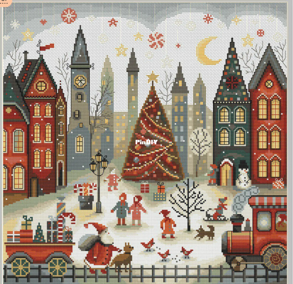 Grille point de croix Joyeux Noël, vacances de Noël, ville de Noël. Joyeux No.png