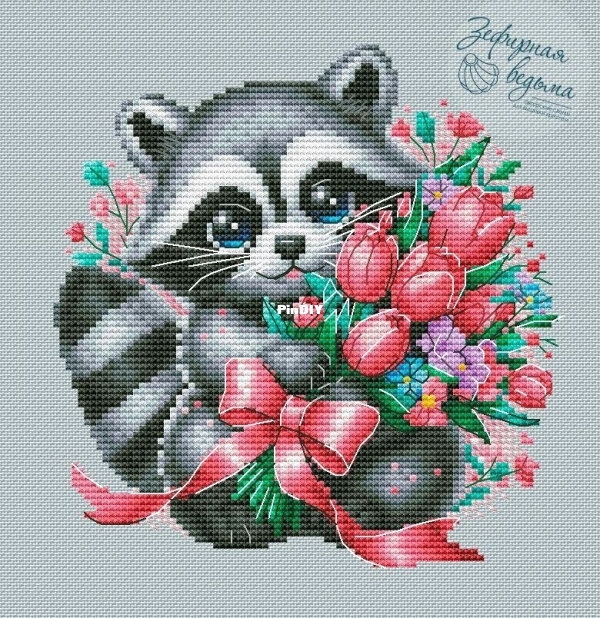 Raccoon with tulips.jpg