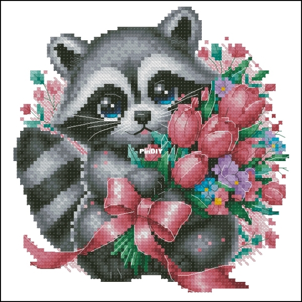 Raccoon with tulips.jpg