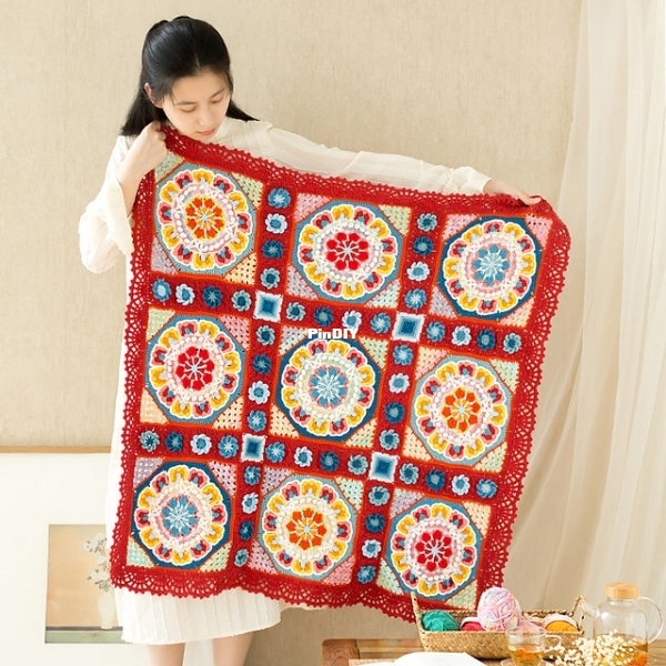 Susan's Family Dunhuang Lotus Caisson Blanket 2.jpg