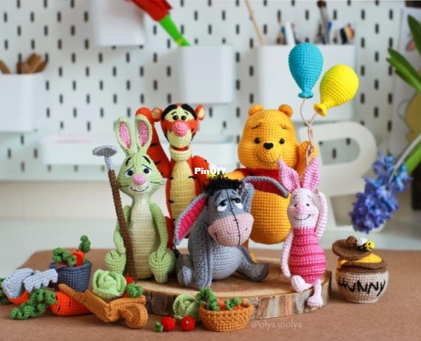 Olya Usolya Amigurumi - Olya Usoltseva - 5 in 1 Winnie the Pooh, Eeyore, Piglet, Tigger, Rabbit - Po ...
