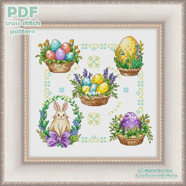Spring Easter sampler with baskets and a bunny Brovko.jpg