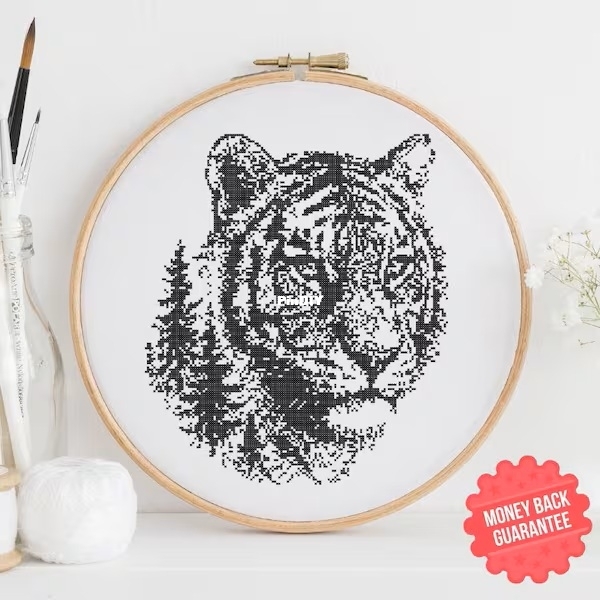 Monochrome Tiger - DeliaCrossStitches..jpg