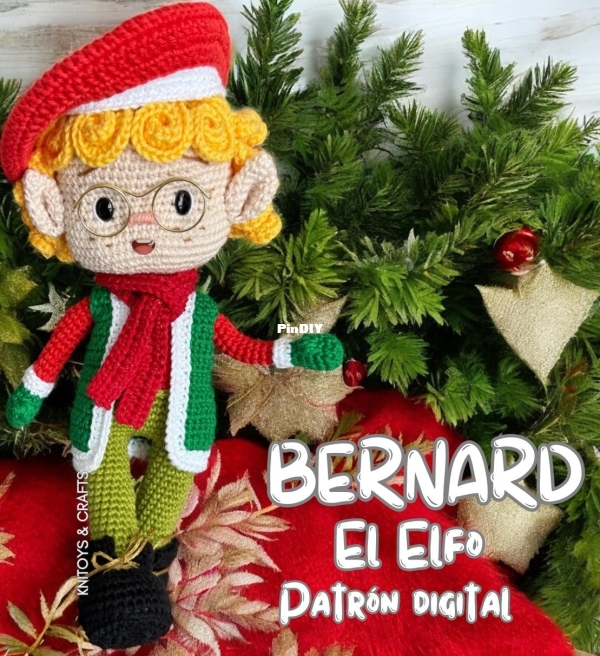 Knitoys & Crafts - Bernard, el Elfo Navideño 28cm - Spanish