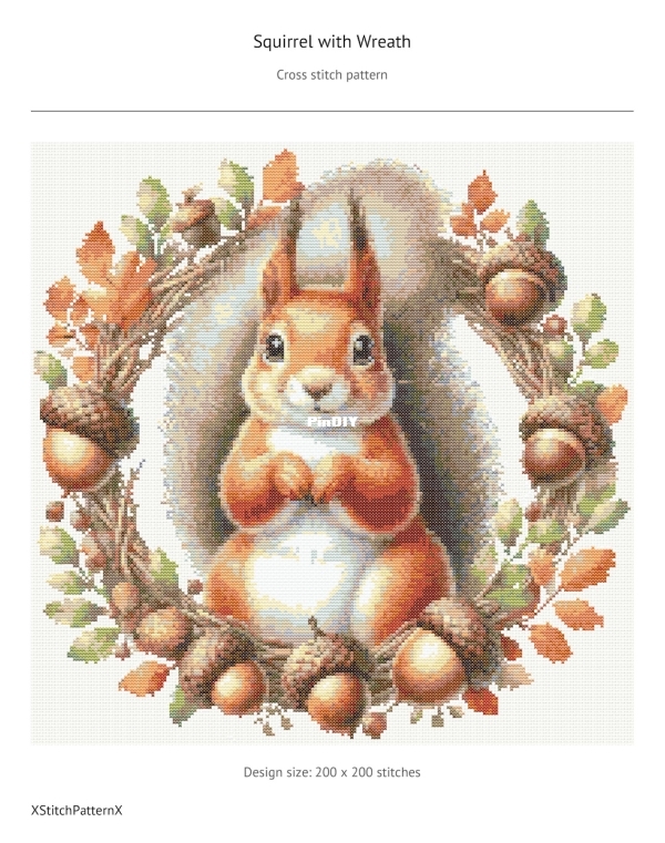 XStitchPatternX - Squirrel With Wreath image.jpg
