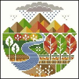 Cross-Stitch in the Forest - Autumn Drizzle-(Green version).jpg