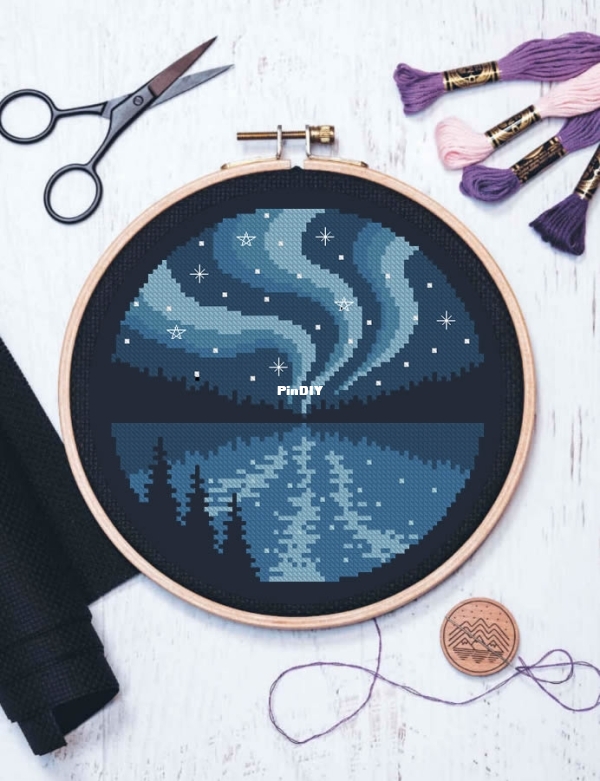Cross-Stitch in the Forest - Aurora - (Blue).jpg