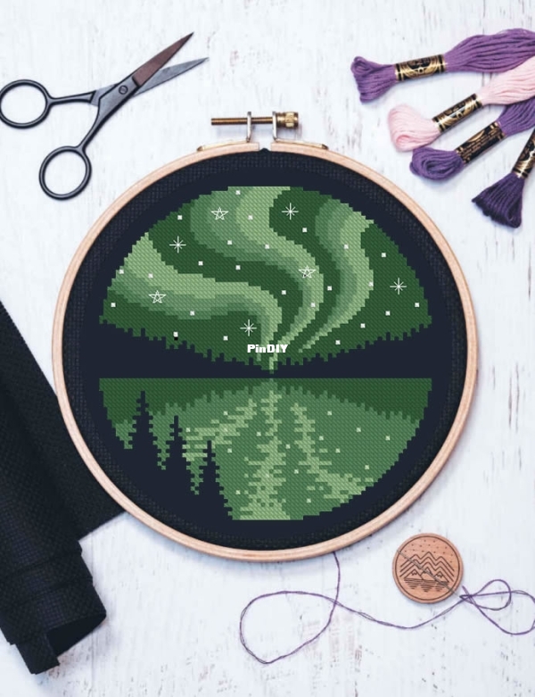 Cross-Stitch in the Forest - Aurora - (Green).jpg