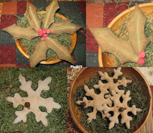 Olde Annie Primitives Primitive Snowflakes And Holly Leaves Prim Pattern