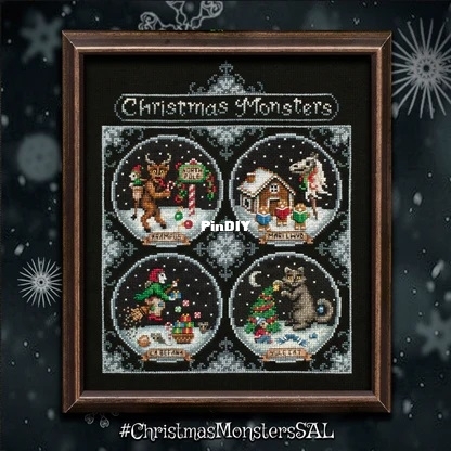 1 Christmas Monsters in Frame - Lola Crow Cross Stitch.jpg